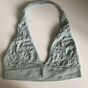 Minty green/grey halter bralette